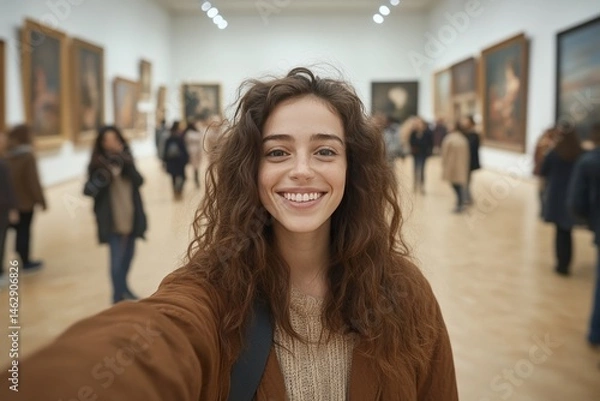 Obraz A woman in an gallery. Generative AI