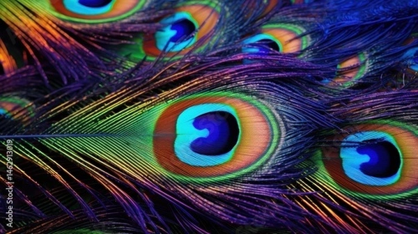 Fototapeta Peacock feathers in close-up