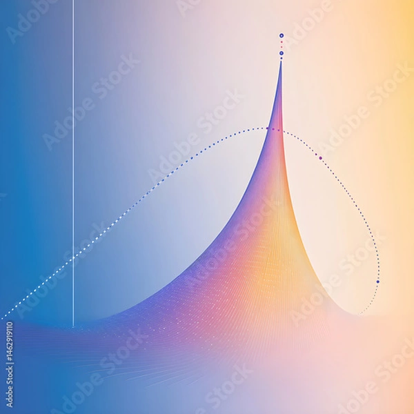 Obraz Vivid Quadratic Graph Representation with Colorful Gradient Background and Parabolic Curve