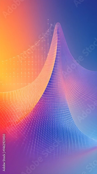 Obraz Vivid Quadratic Graph Representation with Colorful Gradient Background and Parabolic Curve