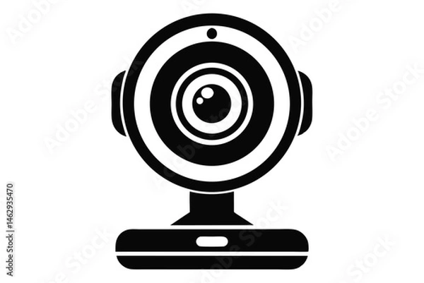 Fototapeta Black webcam icon shows a circular lens mounted on a rectangular base