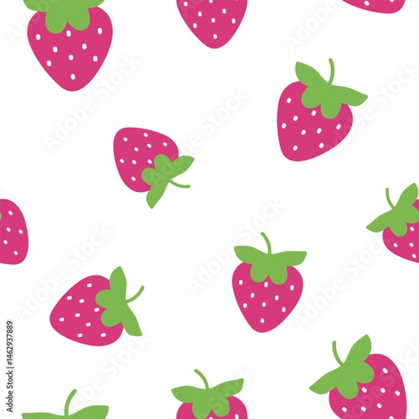 Fototapeta Seamless pattern with strawberry. Fruits vector illustration on white background. It can be used for wallpapers, wrapping, cards, patterns for clothing and others. 