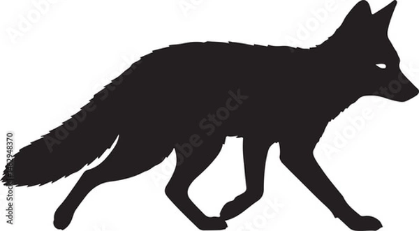 Obraz Patagonian Fox vector silhouette on white background