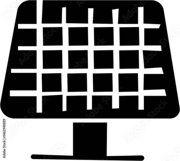 Fototapeta Black Vector Silhouette Set of Solar Panel Icons – Renewable Energy, Eco-Friendly Electricity, and Green Technology Symbols. isolated on transparent background