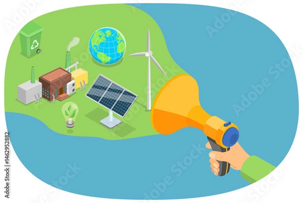 Obraz 3D Isometric Flat  Illustration of Ecological Awareness, Renewable and Sustainable Resources
