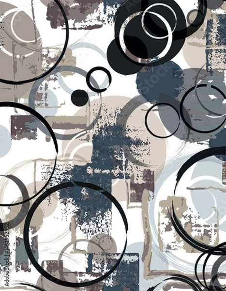 Obraz Circular shapes with brush strokes carpet design