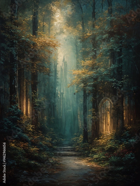 Fototapeta Sanctuary of the Luminous Path. Generative AI
