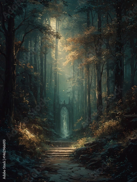 Fototapeta Sanctuary of the Luminous Path. Generative AI
