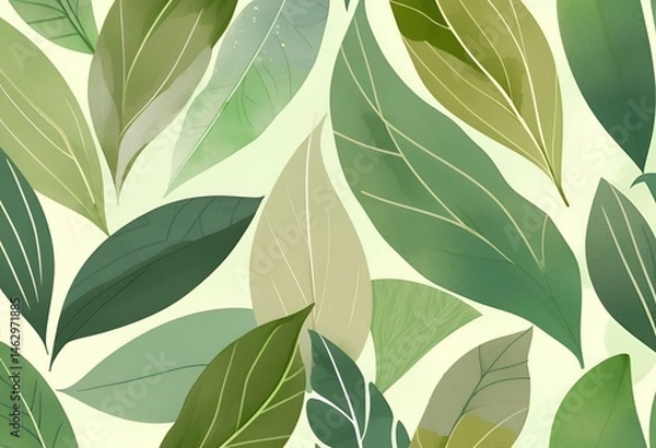 Fototapeta Lush Green Leaves Abstract Background Pattern Design for Spring Summer Decor