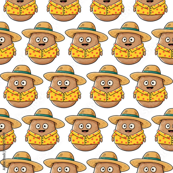 Obraz Seamless repeating potato pattern ideal for backgrounds, wallpapers, or textiles.