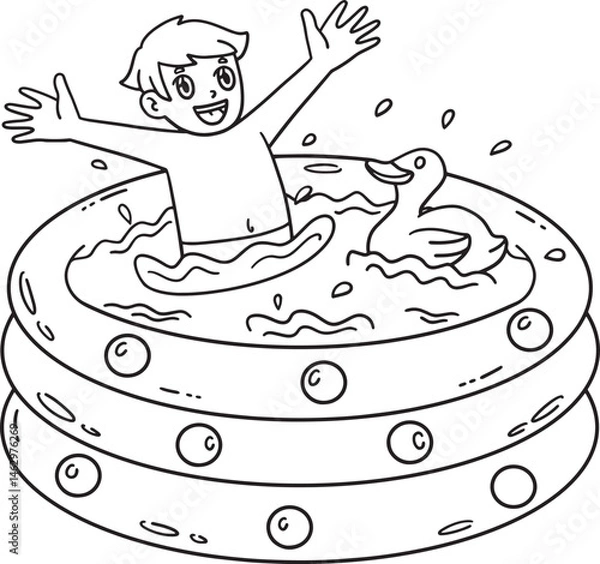 Fototapeta Swimming Boy on an Inflatable Pool Isolated 