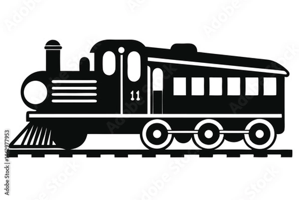 Fototapeta Retro steam train is traveling on track with the number eleven