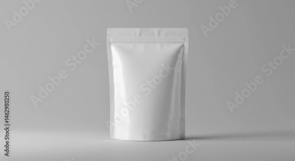 Obraz White Pouch Packaging Mockup on Gray Background