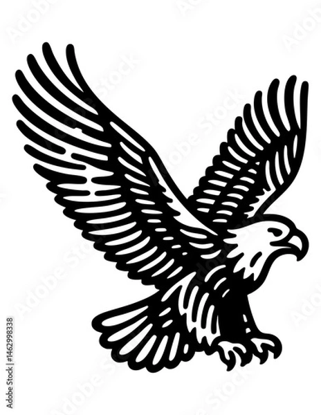 Obraz Majestic Eagle in Flight: Black and White Bird Graphic