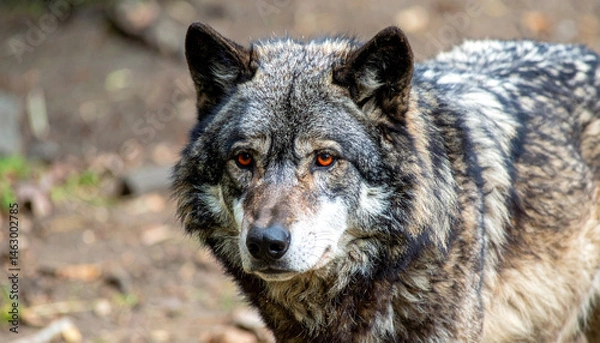 Obraz Alpha wolf with striking red eyes