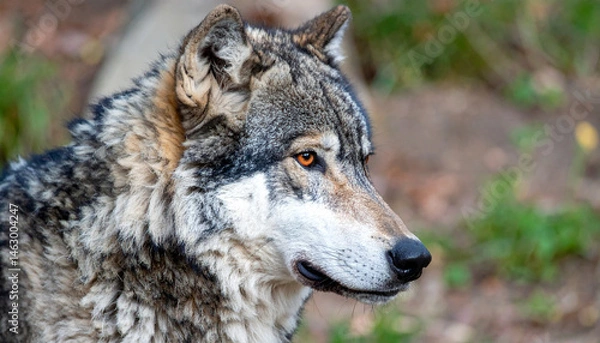 Obraz Alpha wolf with striking red eyes