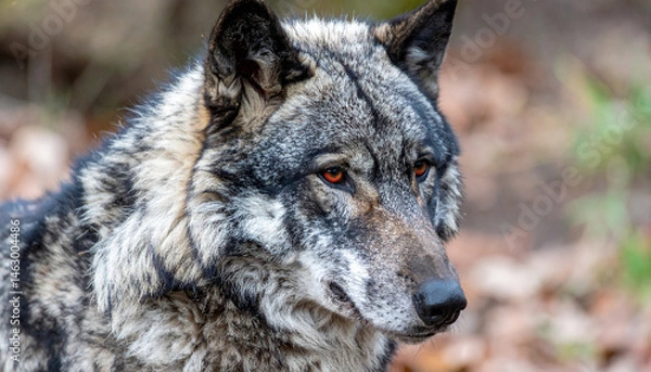 Obraz Alpha wolf with striking red eyes