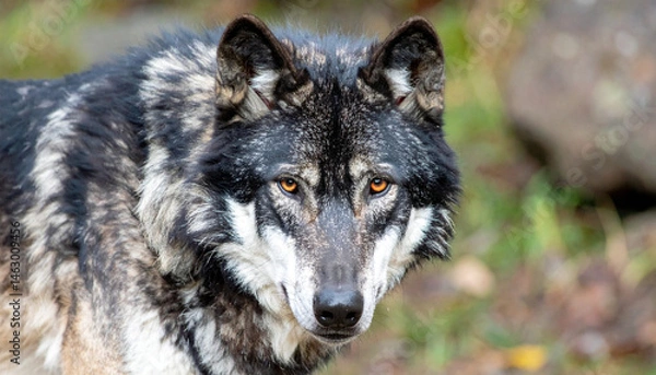 Obraz Alpha wolf with striking red eyes