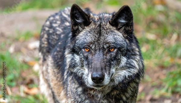 Obraz Alpha wolf with striking red eyes