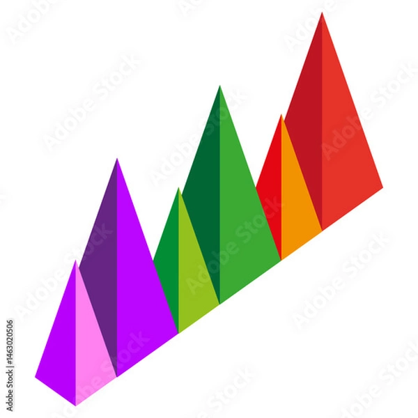 Fototapeta Colorful mountain bars. Geometric peak shapes. Triangular vivid design. Vector landscape icon.