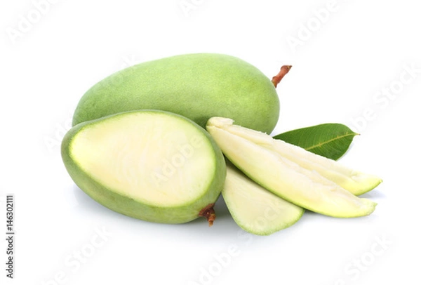 Obraz Green mango isolated on a white background