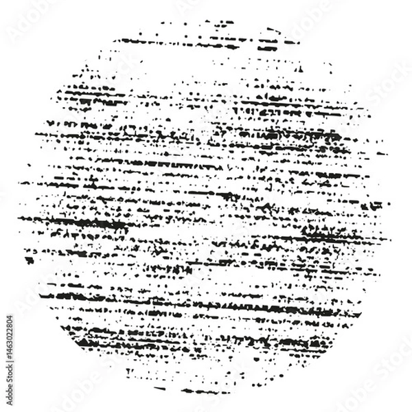 Fototapeta Grunge circle stamp. Horizontal noise texture. Distressed monochrome pattern. Vector round print.