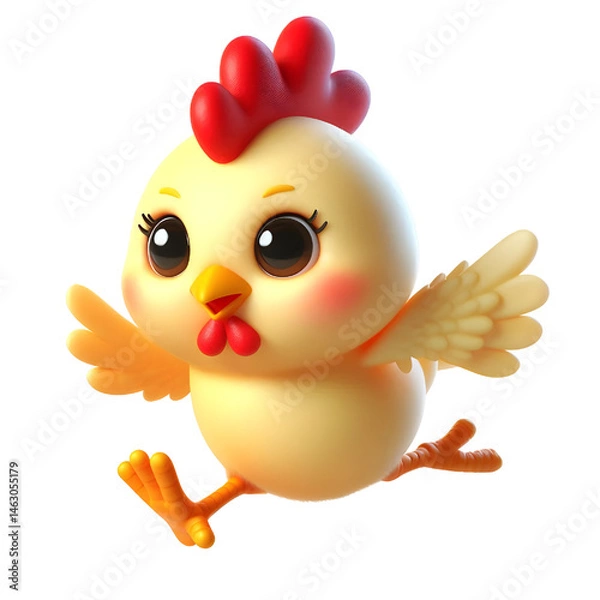 Obraz Cute 3d chicken isolated on white background