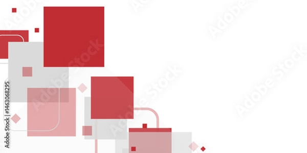 Fototapeta White background with abstract red grey square decoration. Vector illustration for modern presentation background, brochure design, business card background, website slider, landing page