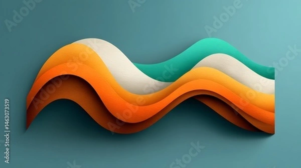 Fototapeta Organic flowing shapes with natural fluid motion in mint green, dusty peach, and ivory gradients, soft texture throughout