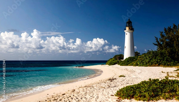 Fototapeta 砂浜と灯台