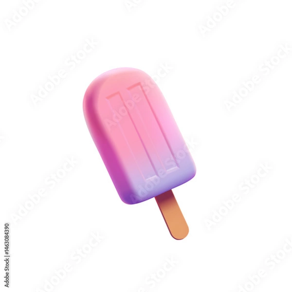 Obraz 3D fruit ice cream on a stick. Realistic bright cool ice cream for design concepts and advertising on a white background. Vector illustration.