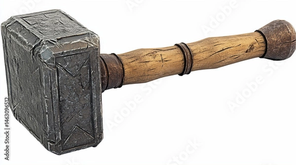 Fototapeta old vintage design hammer on white background.ai generative