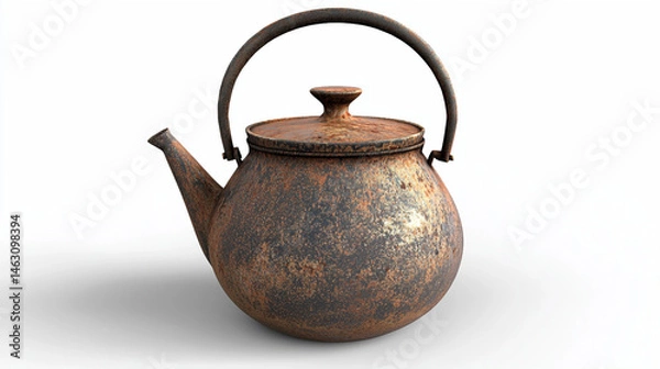 Fototapeta old kettle on isolated white background.ai generative