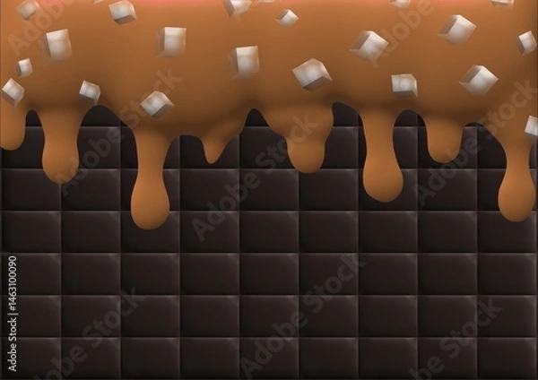 Fototapeta Vector illustration of ice cream with melted chocolate flavor with nata de coco. Perfect for wallpapers, assets, etc.