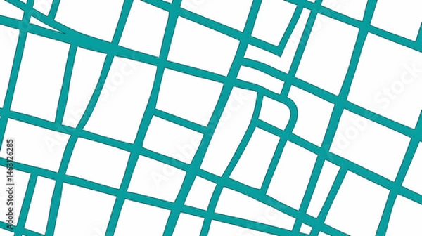 Fototapeta Abstract teal city street map pattern; urban planning, navigation background