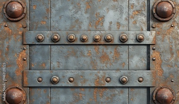 Obraz Rusty Metal Door Texture With Rivets And Studs