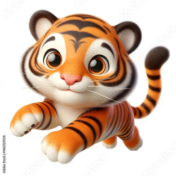 Obraz Cute 3d tiger isolated on white background