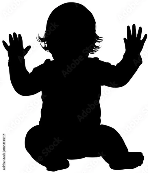 Fototapeta Baby Sitting Silhouette with Hands Up