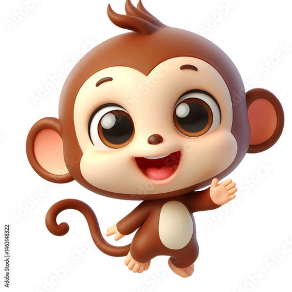 Obraz Cute 3d monkey isolated on white background