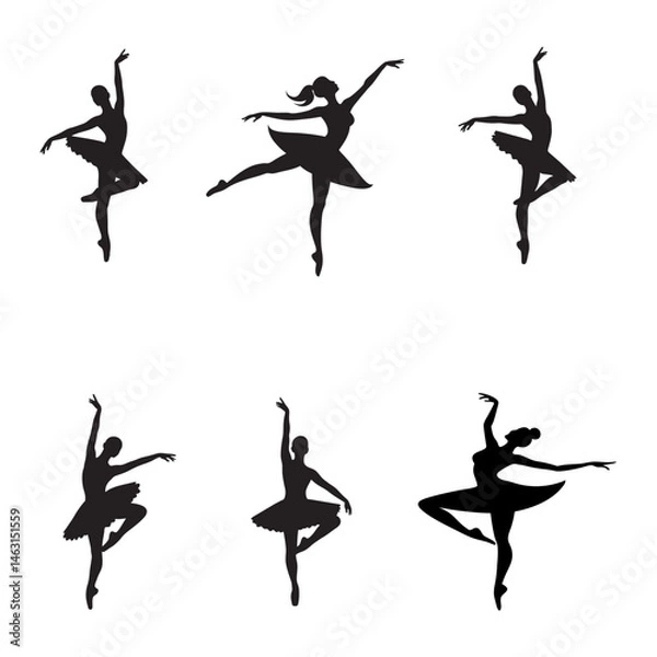 Fototapeta Elegant ballet dancer silhouette in graceful pose, perfect for dance-themed art, t-shirts, posters, and creative projects. Ideal for professionals, studios, and dance lovers.