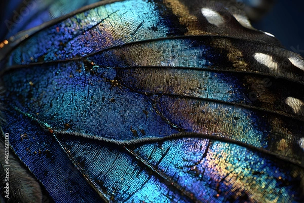 Fototapeta Close-up view of intricate butterfly wing textures and colors.
