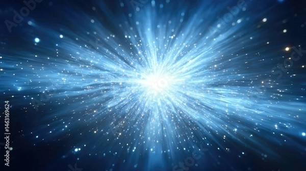 Fototapeta A vibrant cosmic explosion of light and particles, representing the vastness of space.