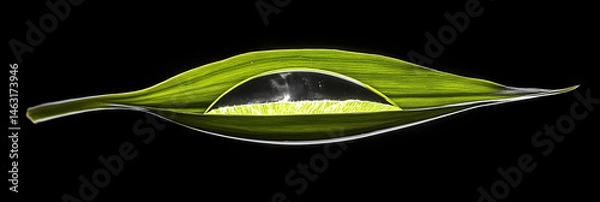 Obraz Ethereal Embrace: A Raindrop's Poised Encounter with Nature's Canvas Amidst Morning Light