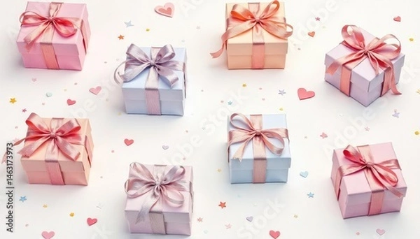 Fototapeta Subtle pastel gift box repeat, soft watercolour style, cute, spring, background