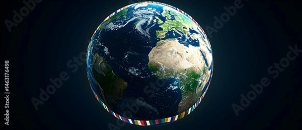 Fototapeta Pixelated Earth Globe With National Flags