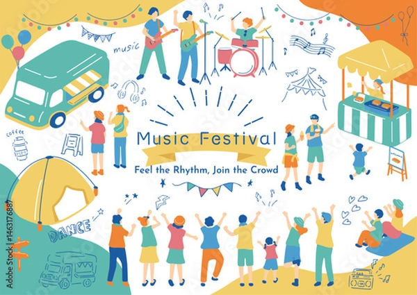 Fototapeta 音楽フェスを楽しむ人達