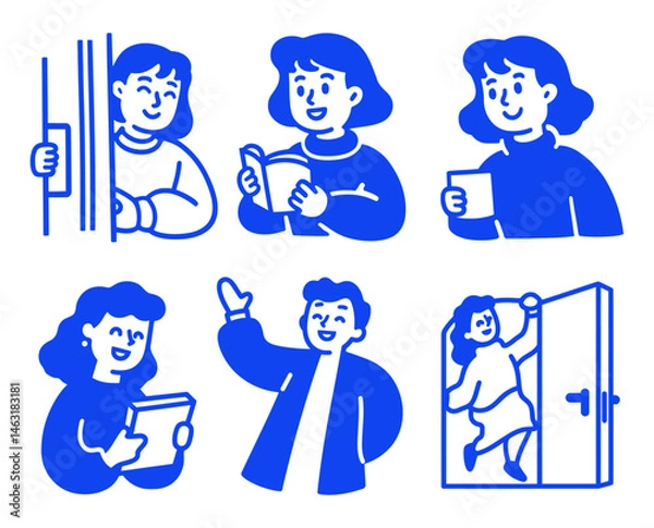 Fototapeta Engaging Doodle Cartoon Characters in Various Daily Activities
