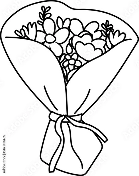 Obraz Flower bouquet graduation line art vector illustration
