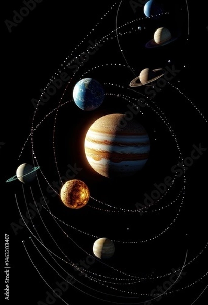 Obraz Solar system planet distribution map