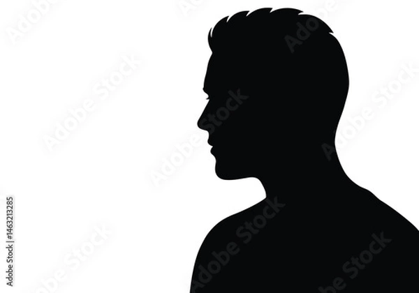 Obraz Shadow silhouette. This image showcases a black silhouette with a distinct shadow effect, emphasizing contrast, depth, and visual aesthetics. Vector clipart illustration design.